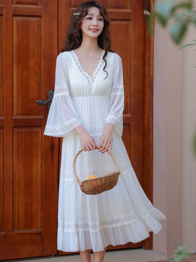 Enchanted Garden Lace-Trimmed Vintage Nightgown