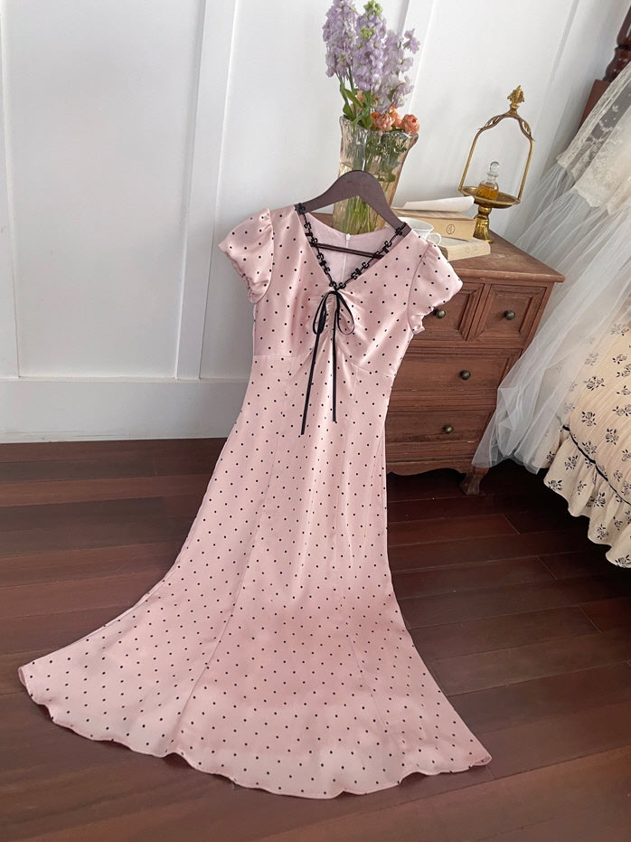 Coquette Pink Polka Dot Dress