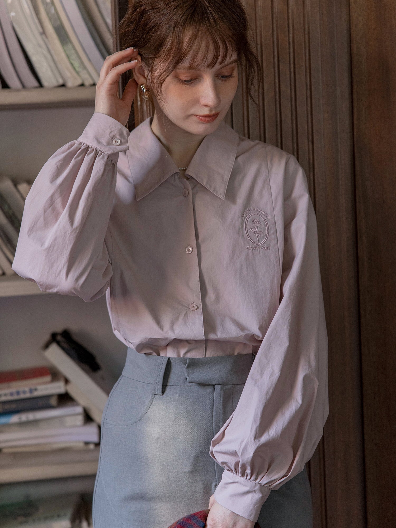 Lavender Blossom Embroidered Blouse