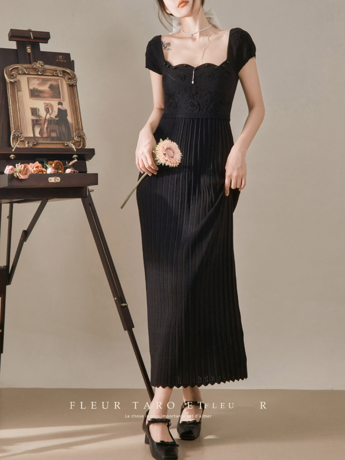 Vintage Elegance Black Dress