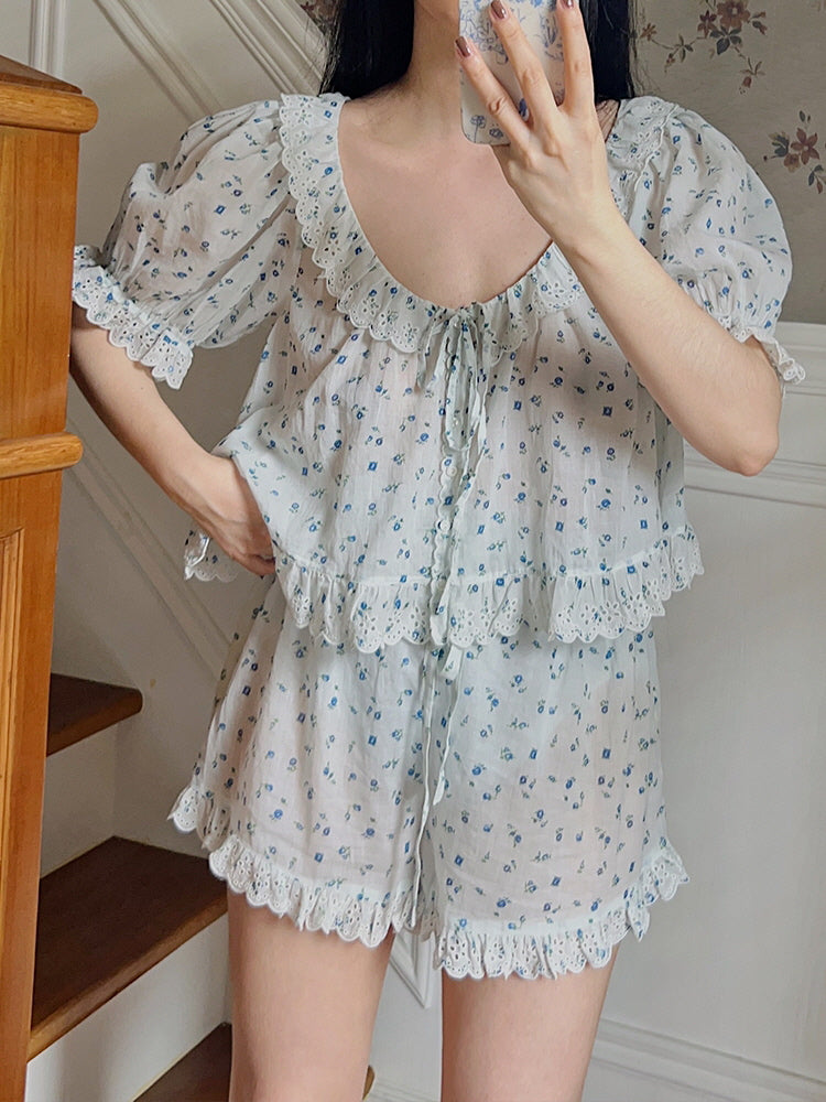 Blue Floral Dream Pajama Set