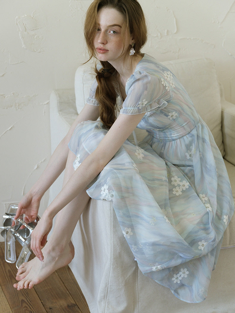 Enchanted Sky Blue Floral Dress