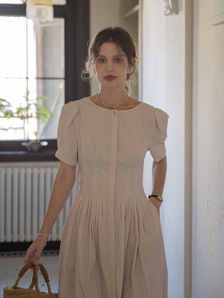 Vintage Elegance Cotton Dress