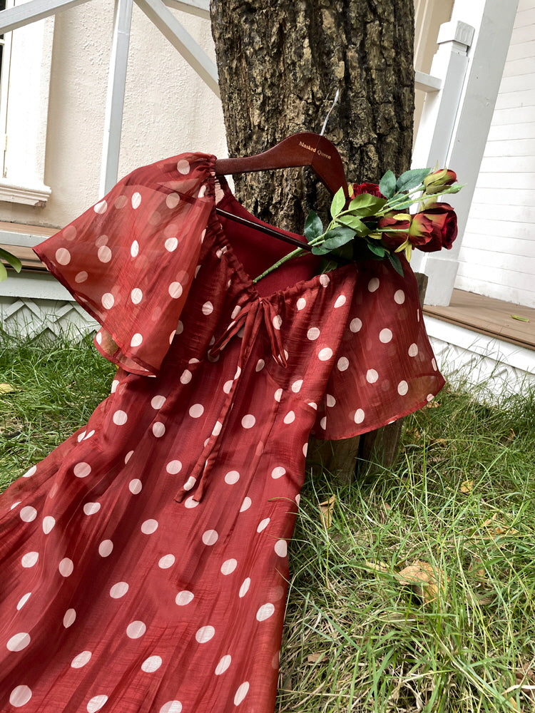 Ava's Vintage Dots Red Dress