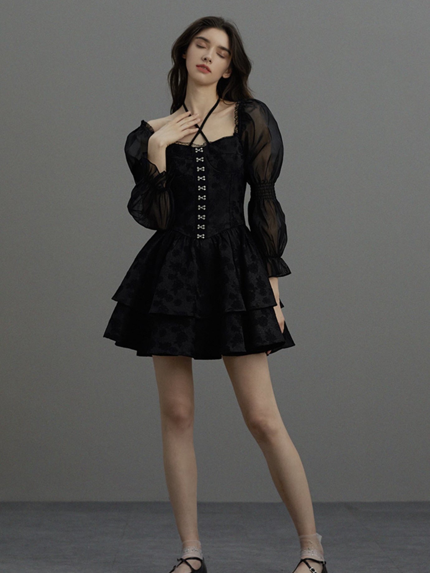 Gothic Romance Layered Mini Dress