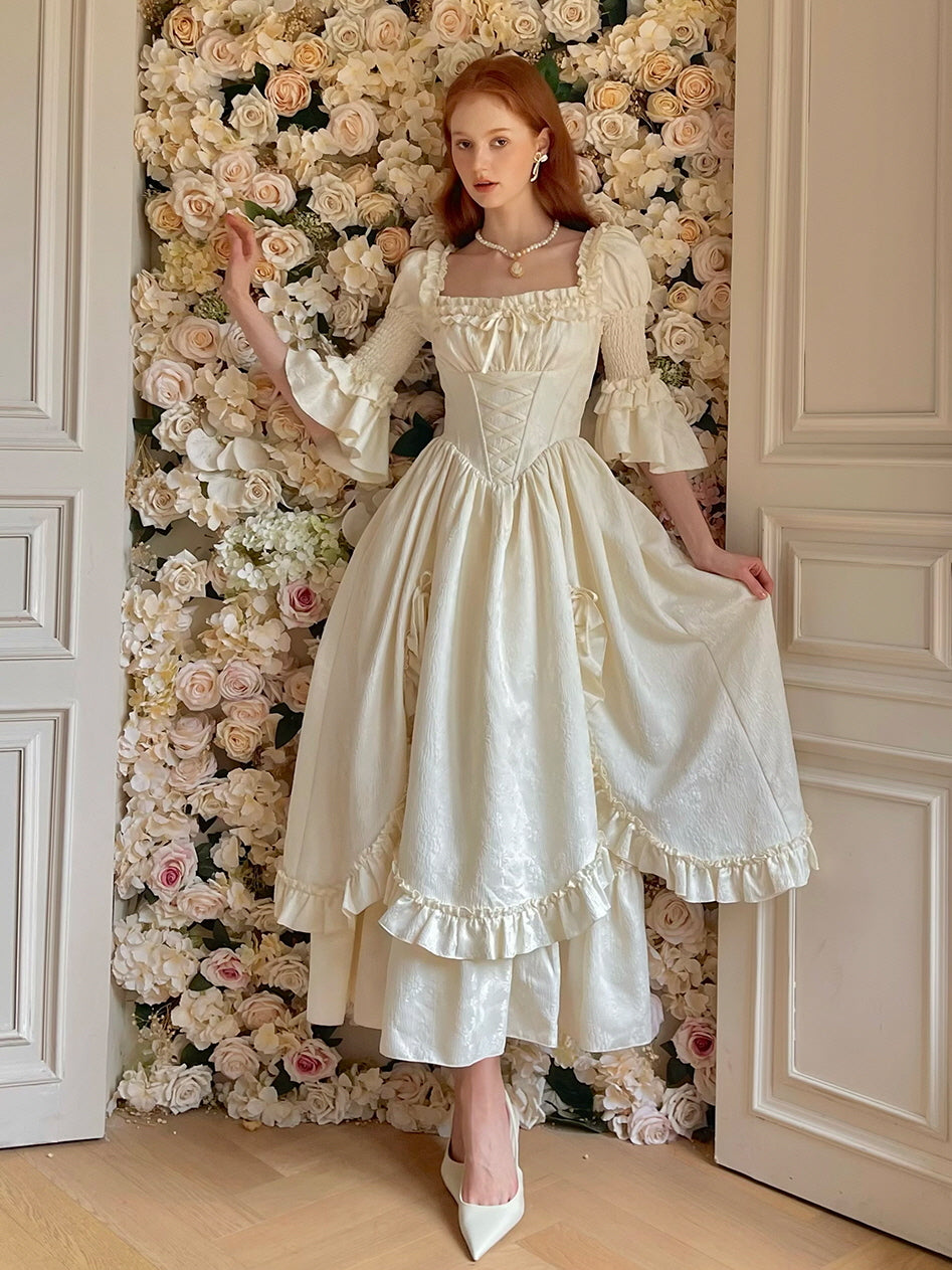 Victorian Dream Ivory Ruffled Gown