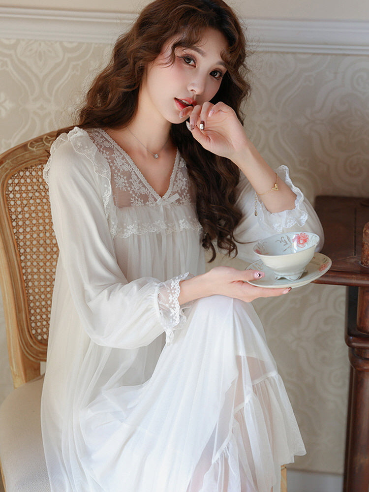 Moonlit Vintage Lace Nightgown