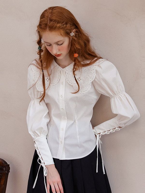 Victorian-Inspired Lace Collar Blouse