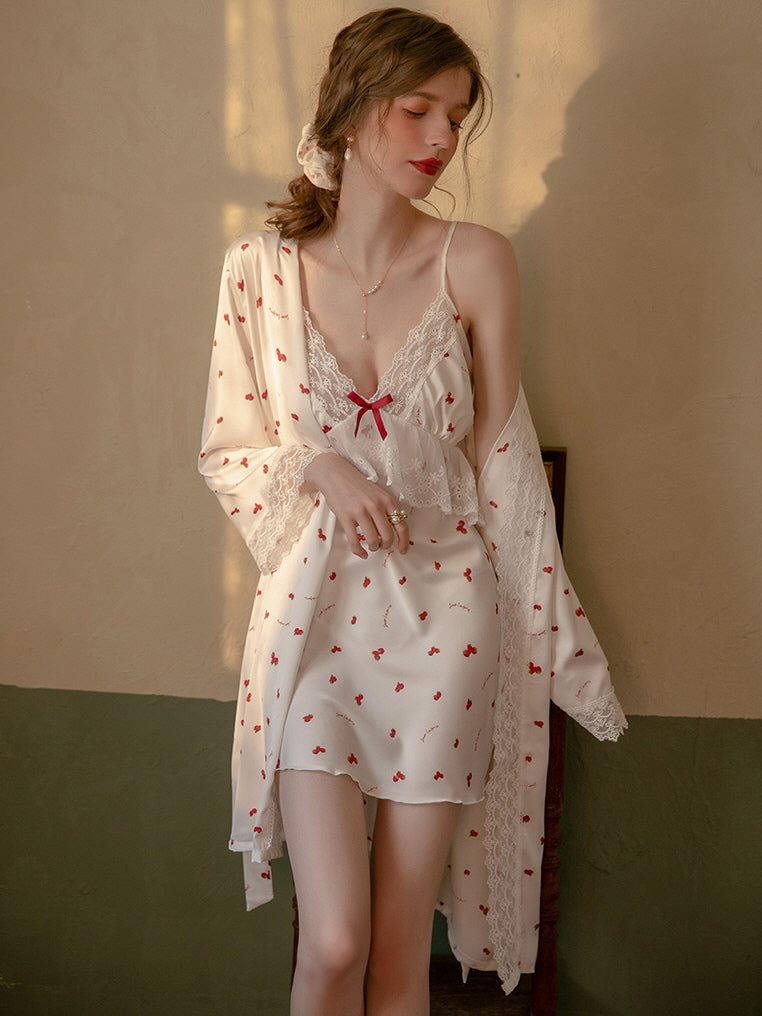 Romantic Cherry Blossom Nightgown Set