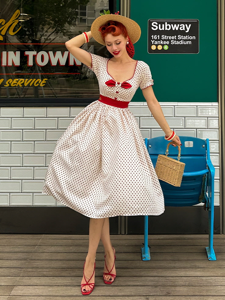 Retro Charm Polka Dot Midi Dress