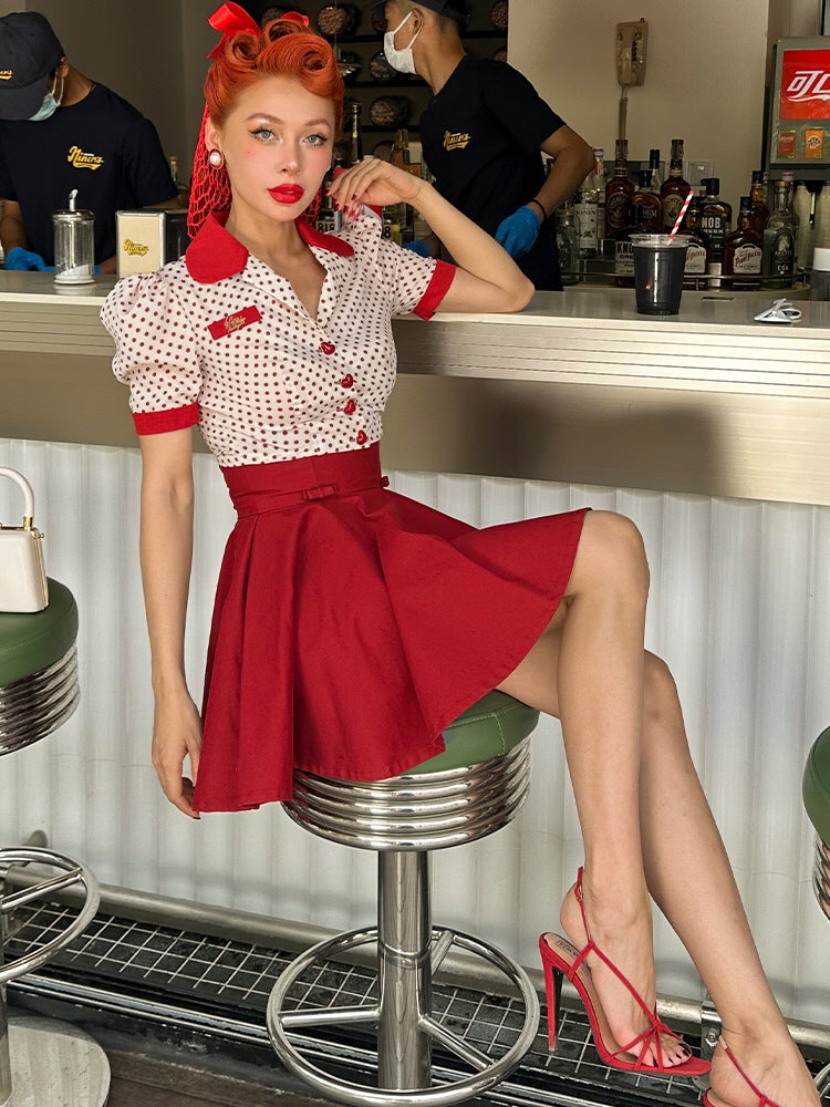 Cherry Diner Retro Dot Blouse