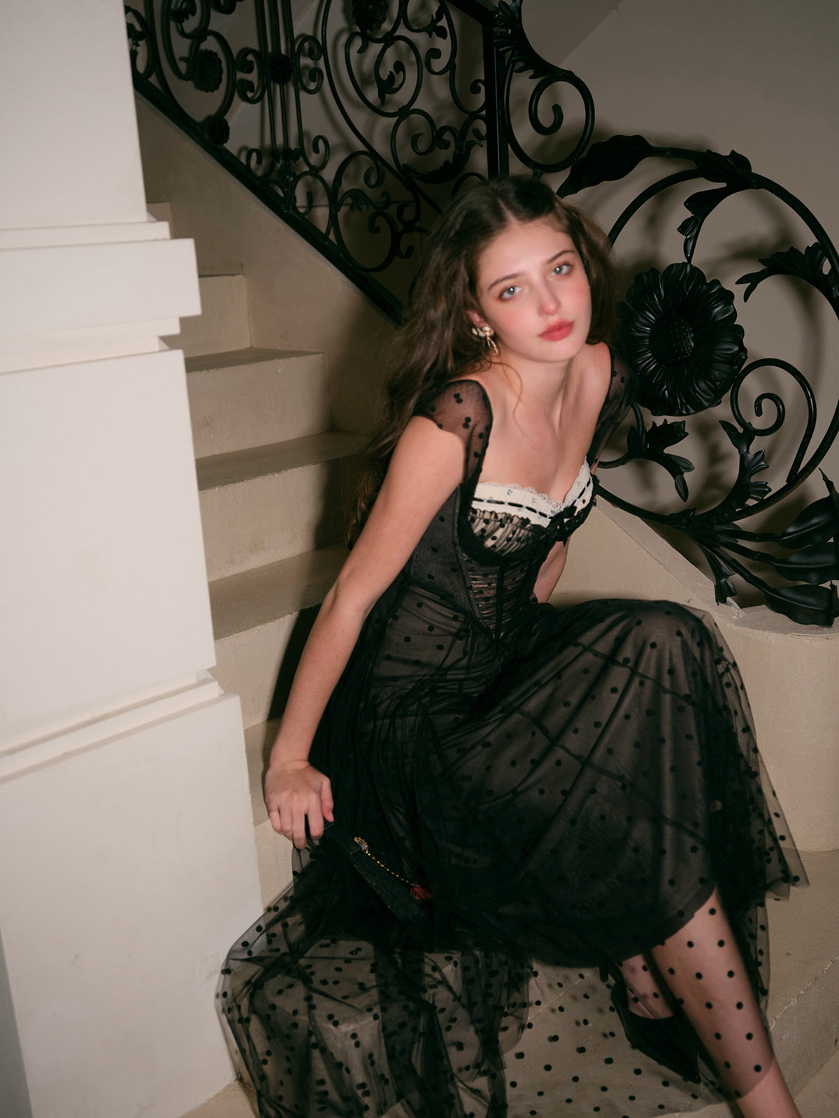 Midnight Elegance Black Tulle Dress