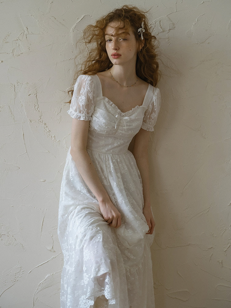 Ethereal Lace White Blossom Dress