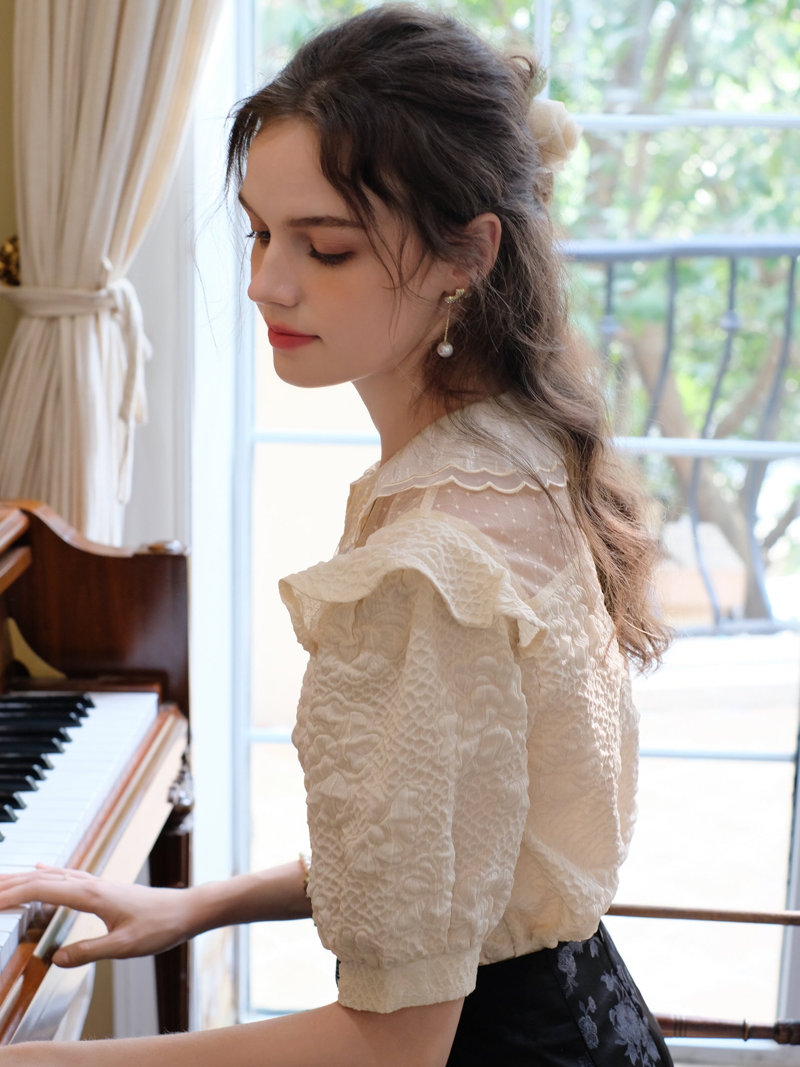 Ethereal Lace Dreams Ivory Blouse