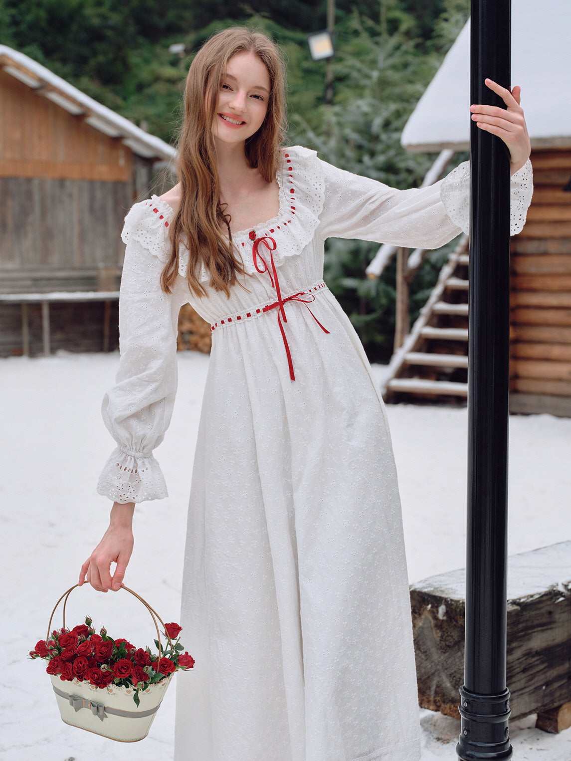 Enchanted Rose Embroidered Cotton Nightgown