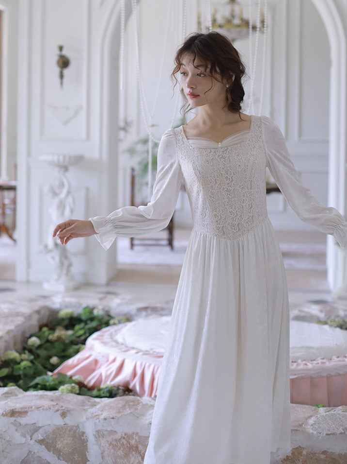 Ethereal Elegance White Vintage Dress