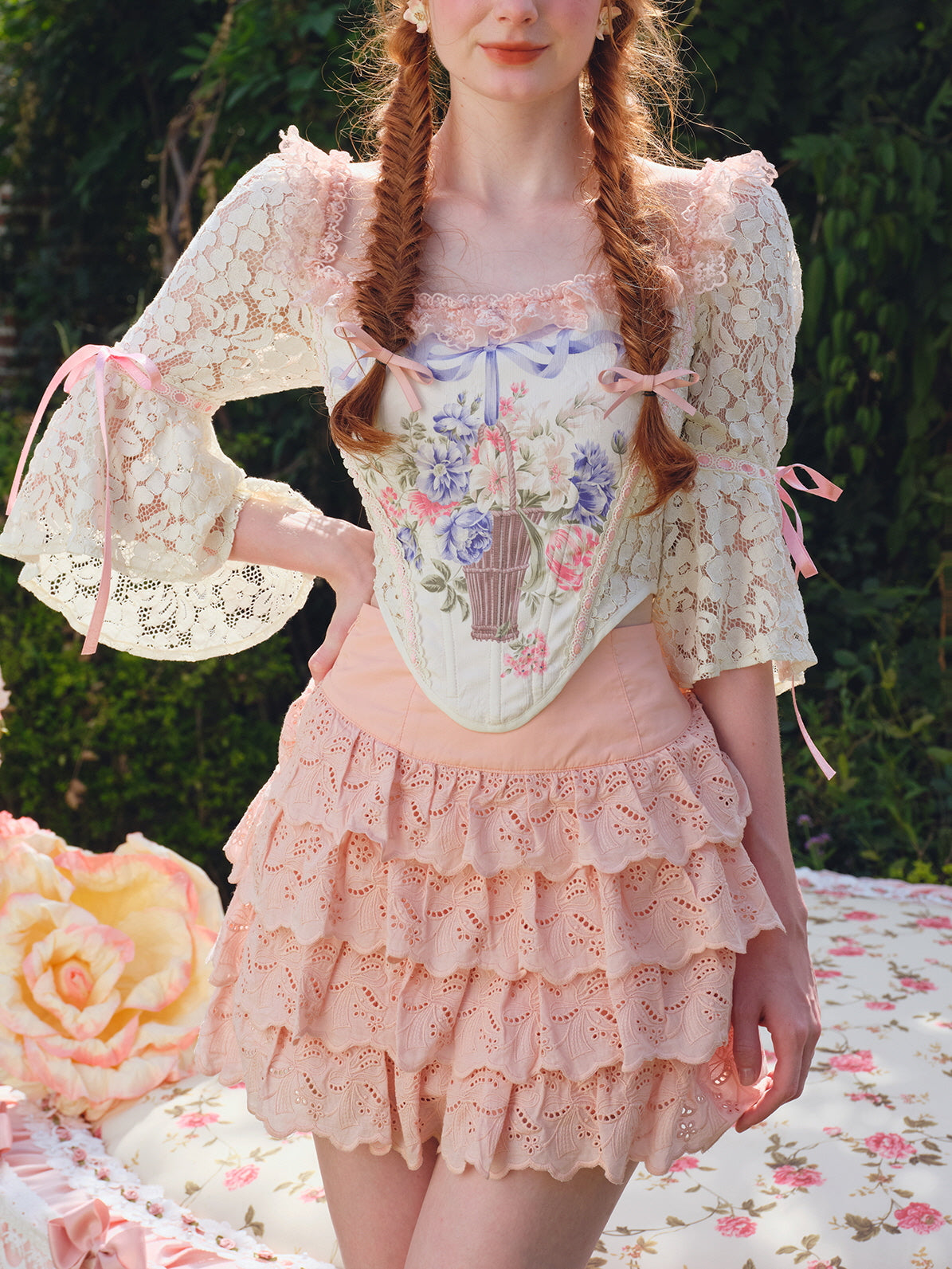 Romantic Floral Lace Corset Top