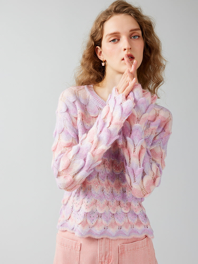 Dreamy Pastel Mermaid Scales Knit Sweater