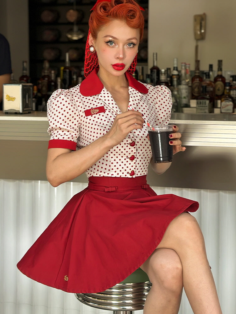 Cherry Diner Retro Dot Blouse