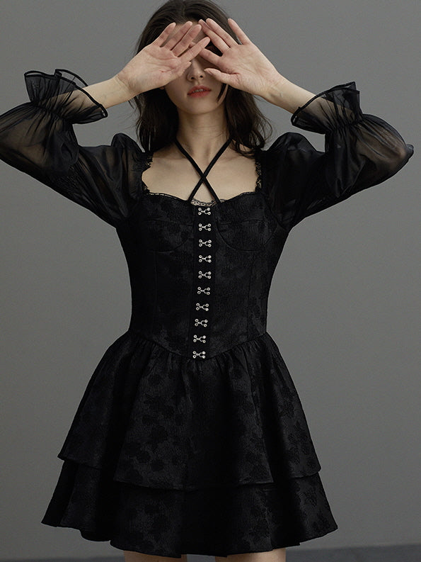 Gothic Romance Layered Mini Dress