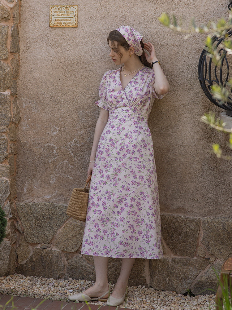 Cottagecore Floral Elegance Cotton Dress