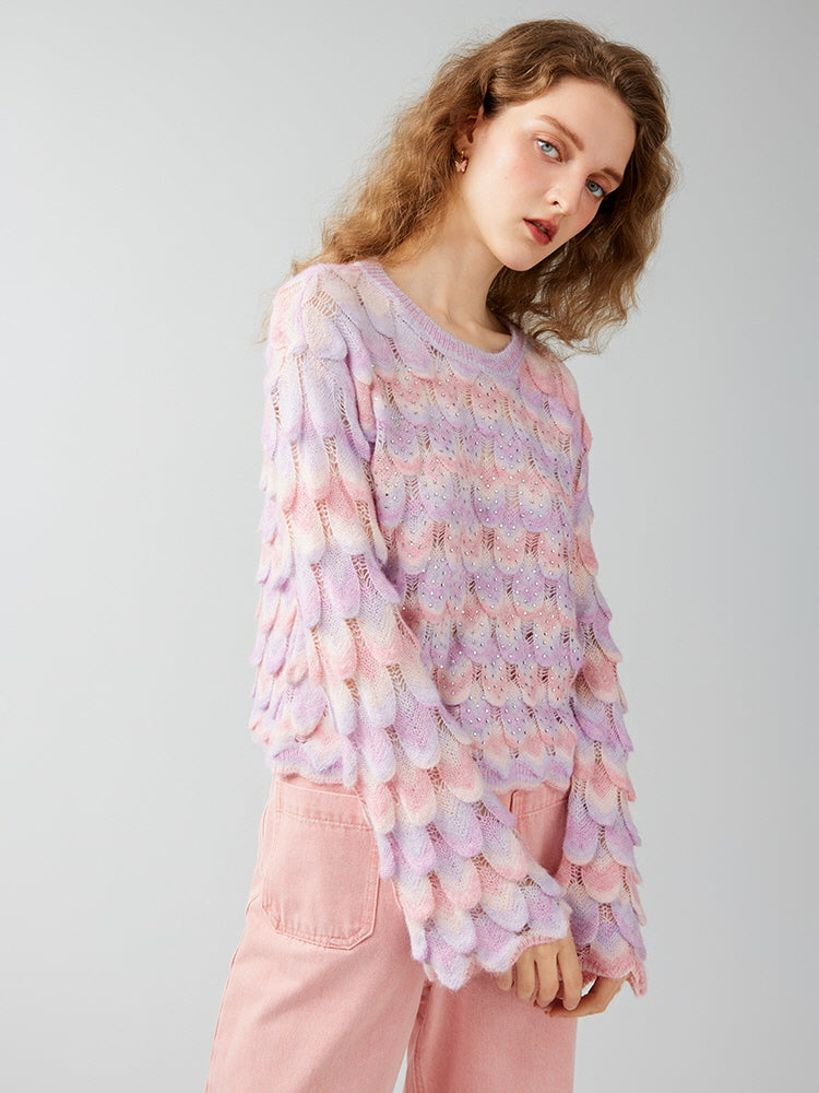 Dreamy Pastel Mermaid Scales Knit Sweater