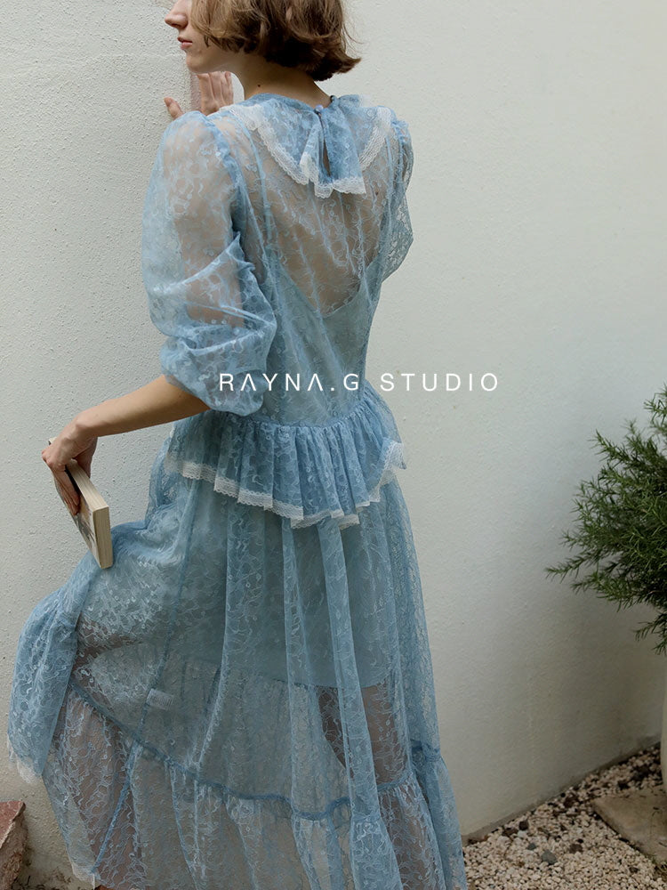 Ethereal Blue Lace Fairy Dress