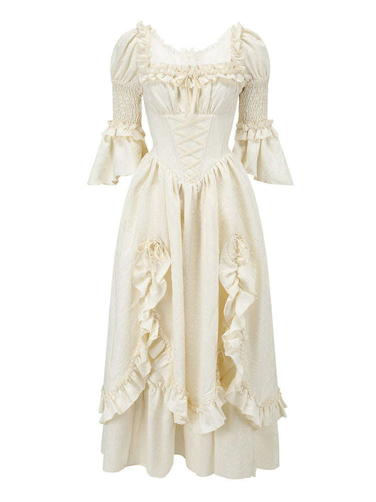 Victorian Dream Ivory Ruffled Gown