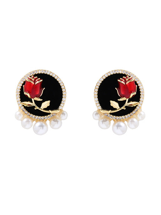 Elegant Rose Stud Earrings