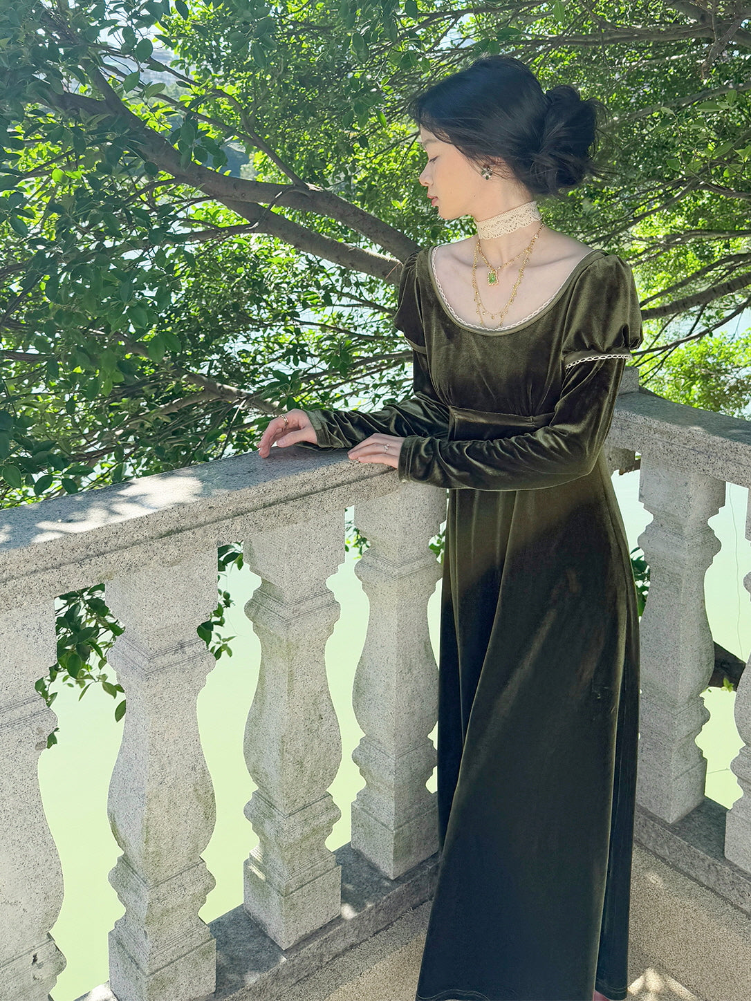 Emerald Elegance Velvet Gown