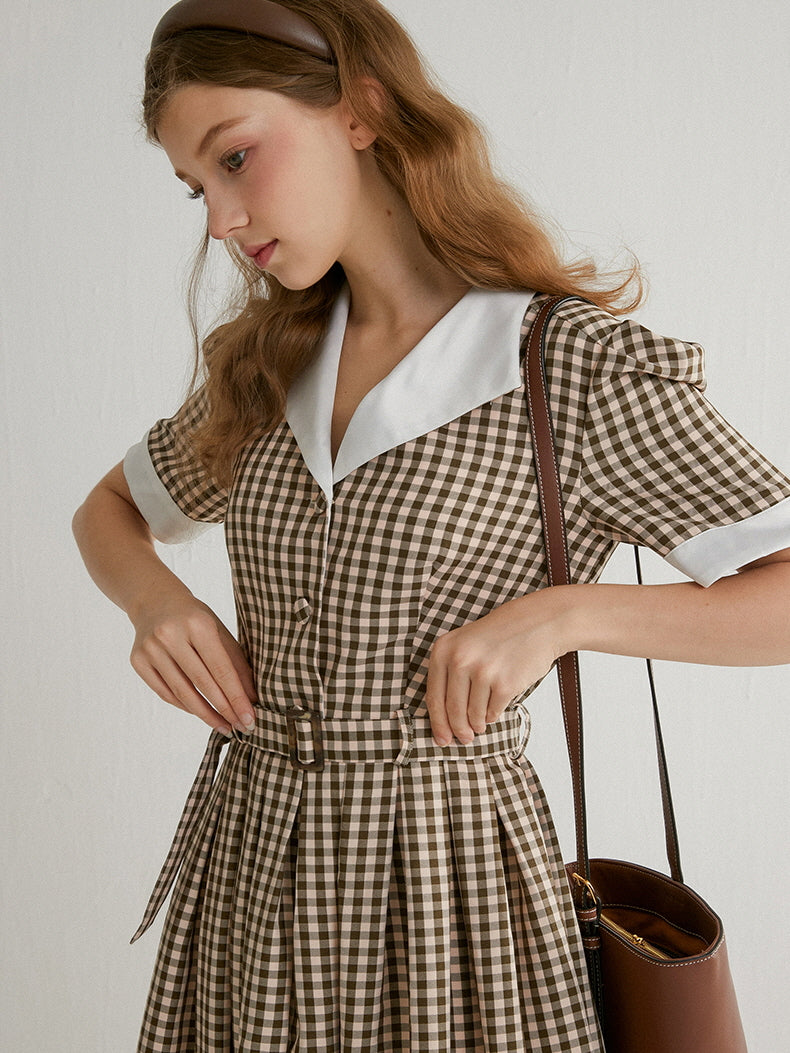 Vintage Charm Gingham Midi Dress