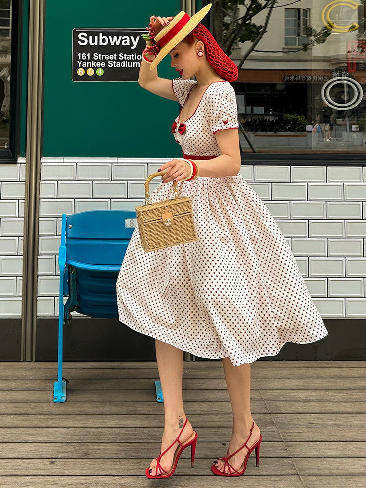 Retro Charm Polka Dot Midi Dress