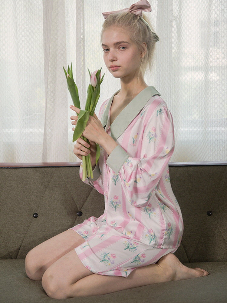 Floral Bliss Silk Pajama