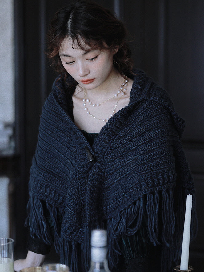 Enchanted Midnight Wool Shawl