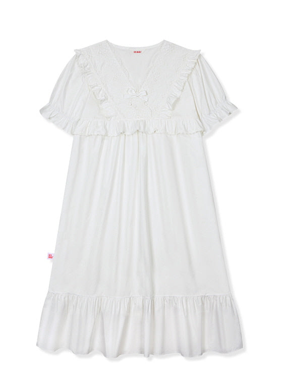 Madely White Cotton Nightwear