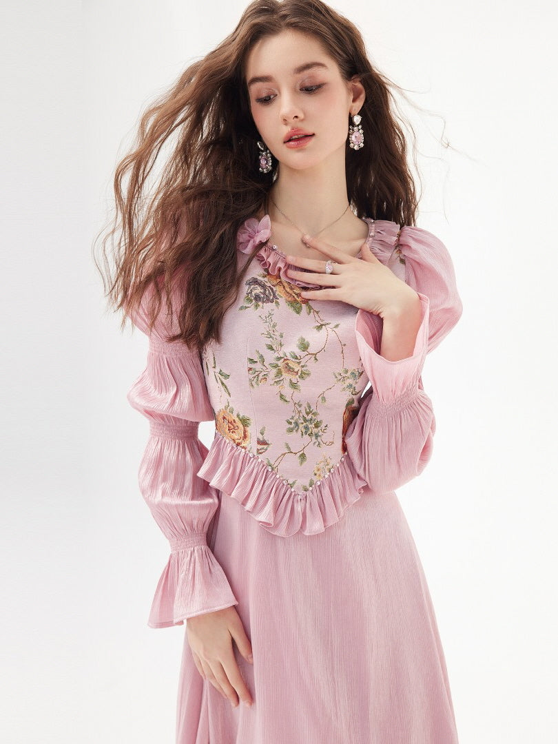 Blossom Elegance Ruffled Floral Dress