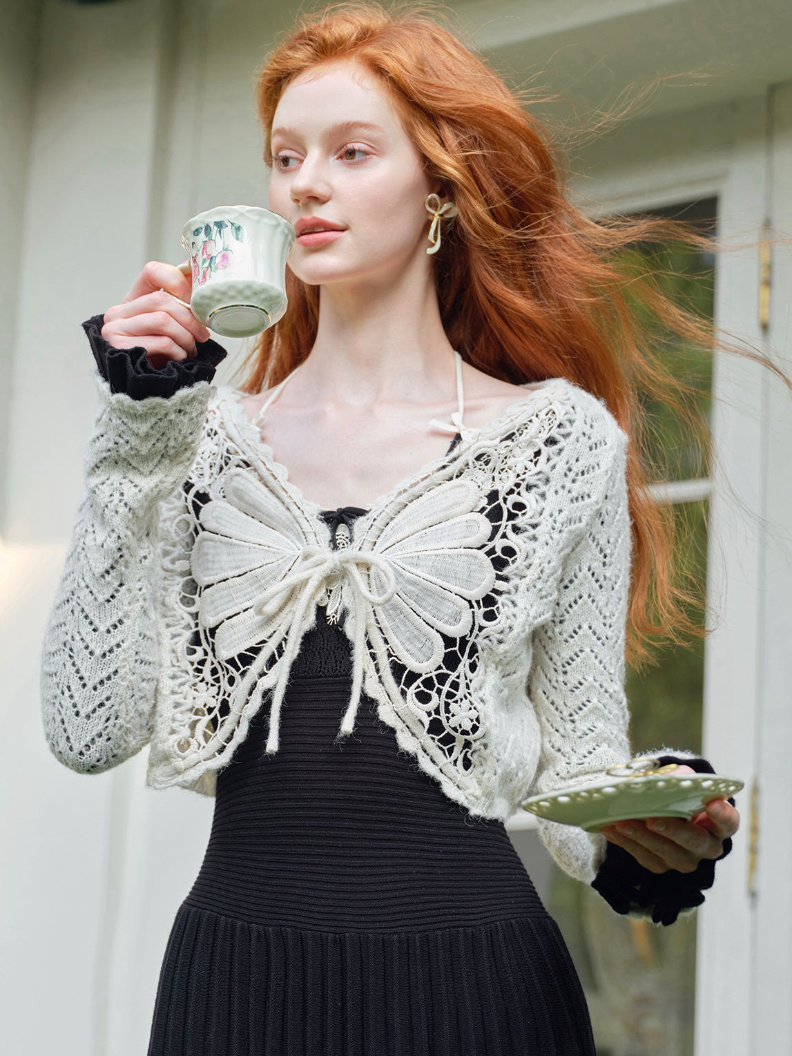 Vintage Butterfly Lace Knit Cardigan