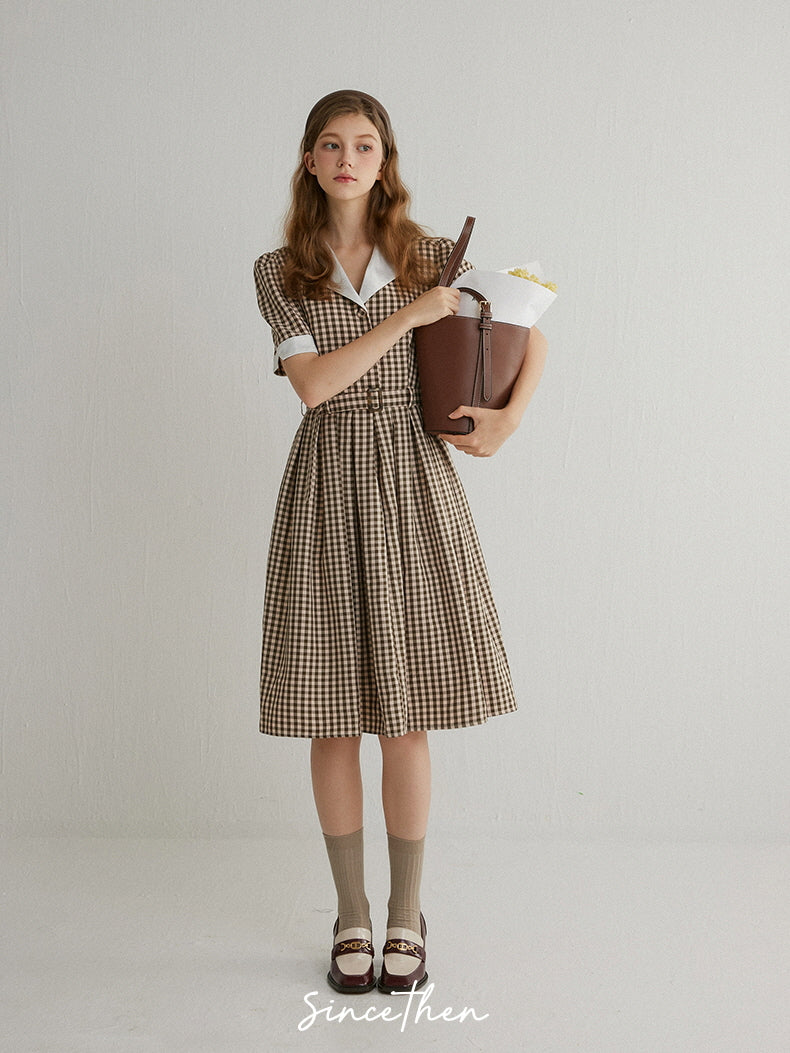 Vintage Charm Gingham Midi Dress