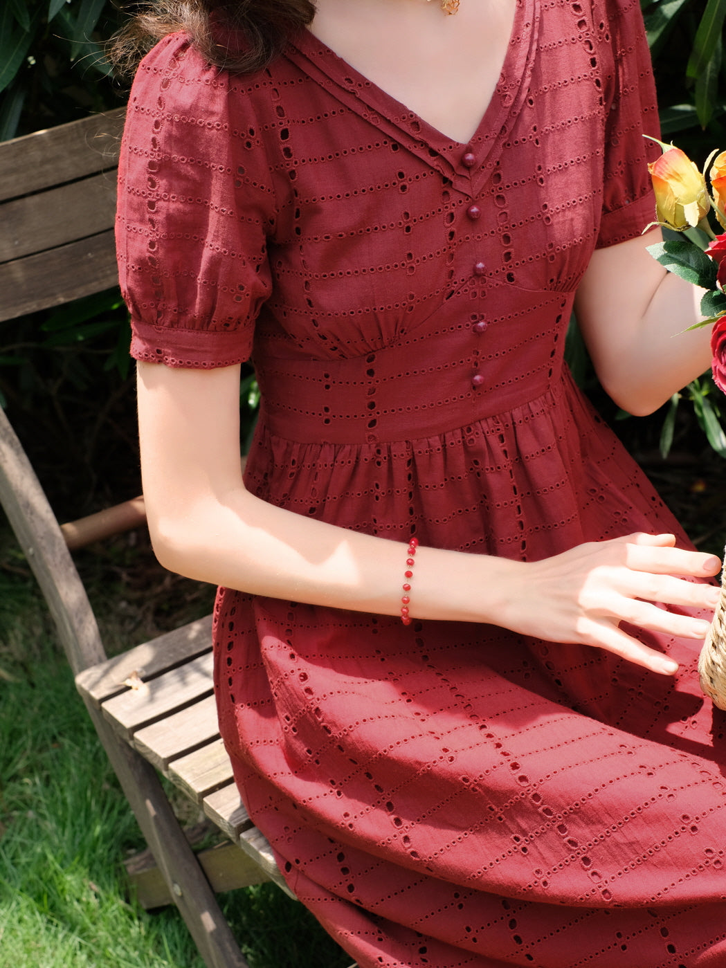 Vintage-Inspired Cotton Eyelet Dress