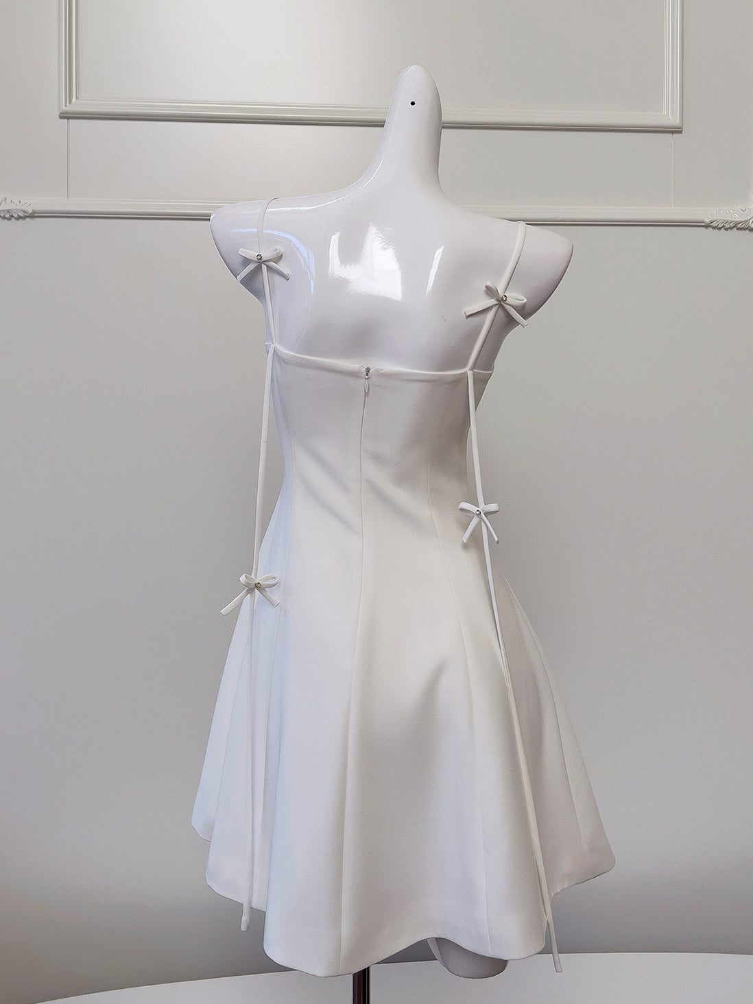 Coquette White Ribbon Bow-Adorned Dress