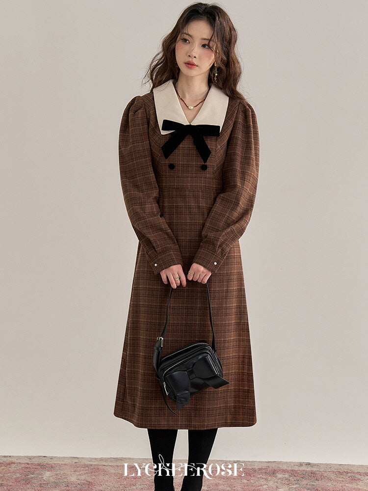 Vintage Plaid Bowkno Dress