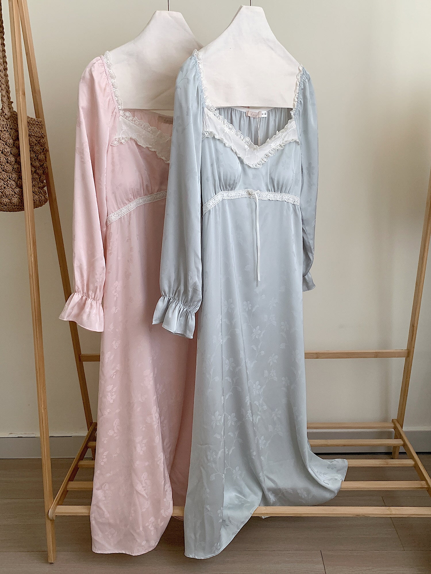 Vintage Lace Trim Silky Nightgown