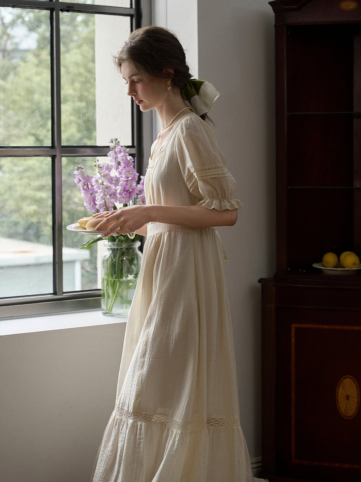 Vintage Ivory Cottage Long Dress