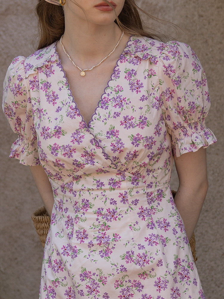 Cottagecore Floral Elegance Cotton Dress