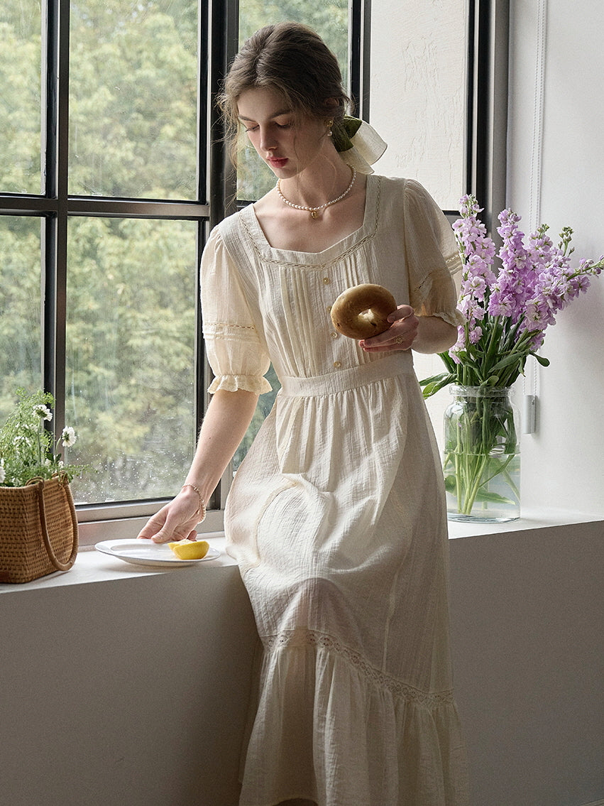 Vintage Ivory Cottage Long Dress