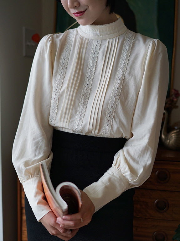 Victorian Elegance Lace Ivory Blouse