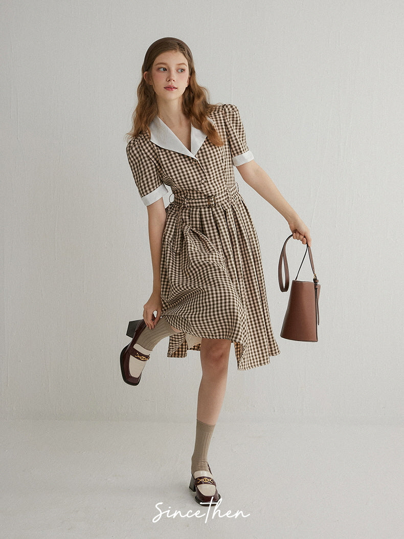 Vintage Charm Gingham Midi Dress