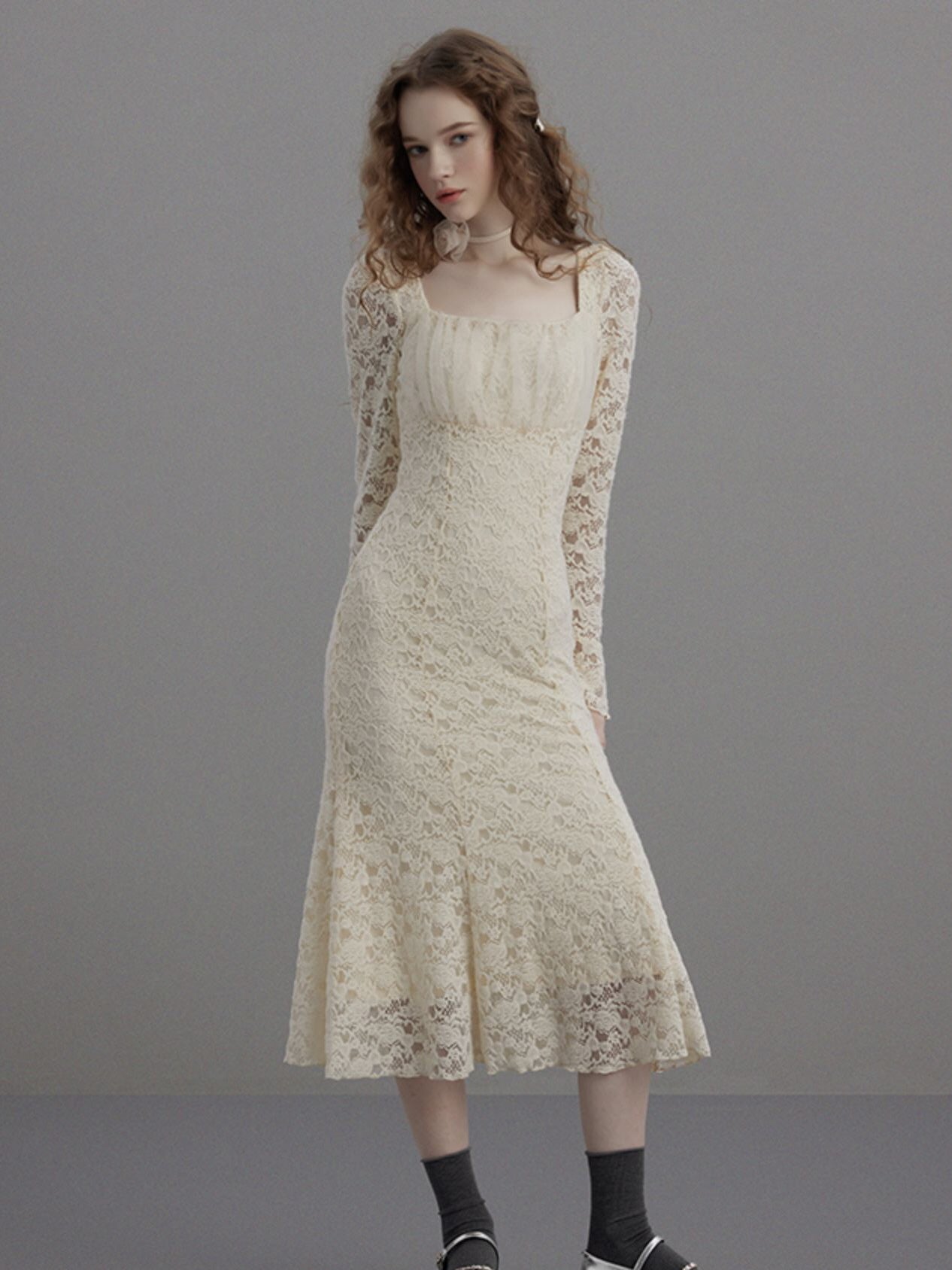 Romantic Lace Long Sleeve Dress