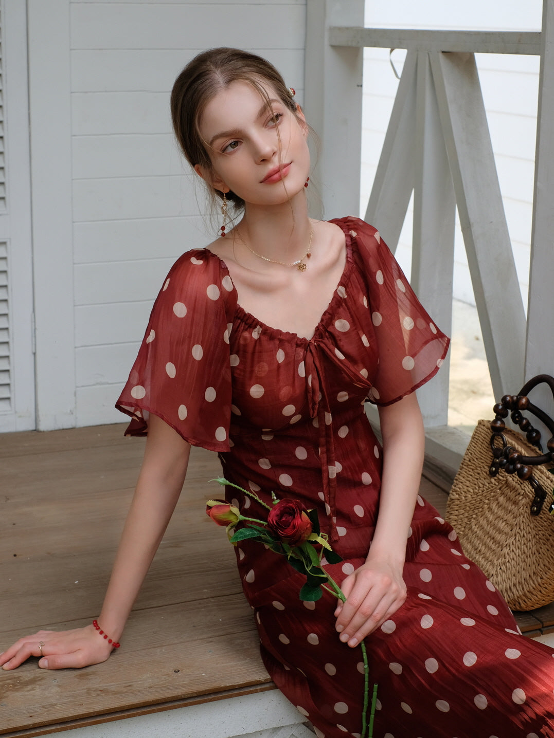 Ava's Vintage Dots Red Dress