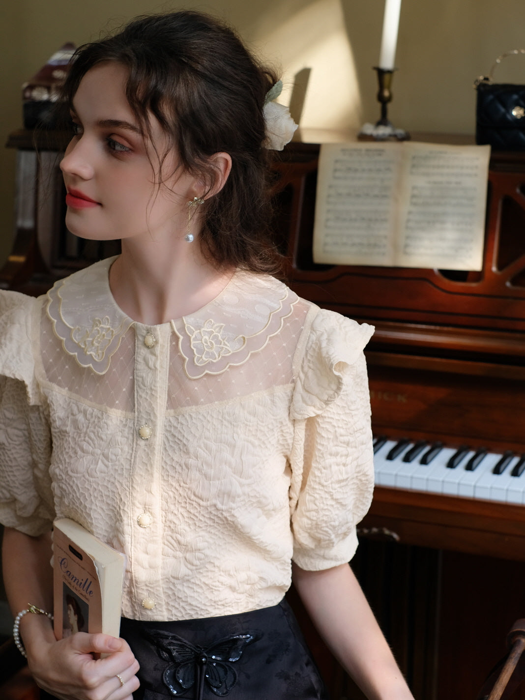 Ethereal Lace Dreams Ivory Blouse